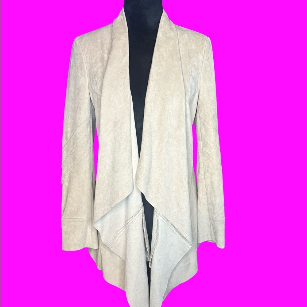 Vakko Cream Blazer Structured Professional Style soft suede like size M